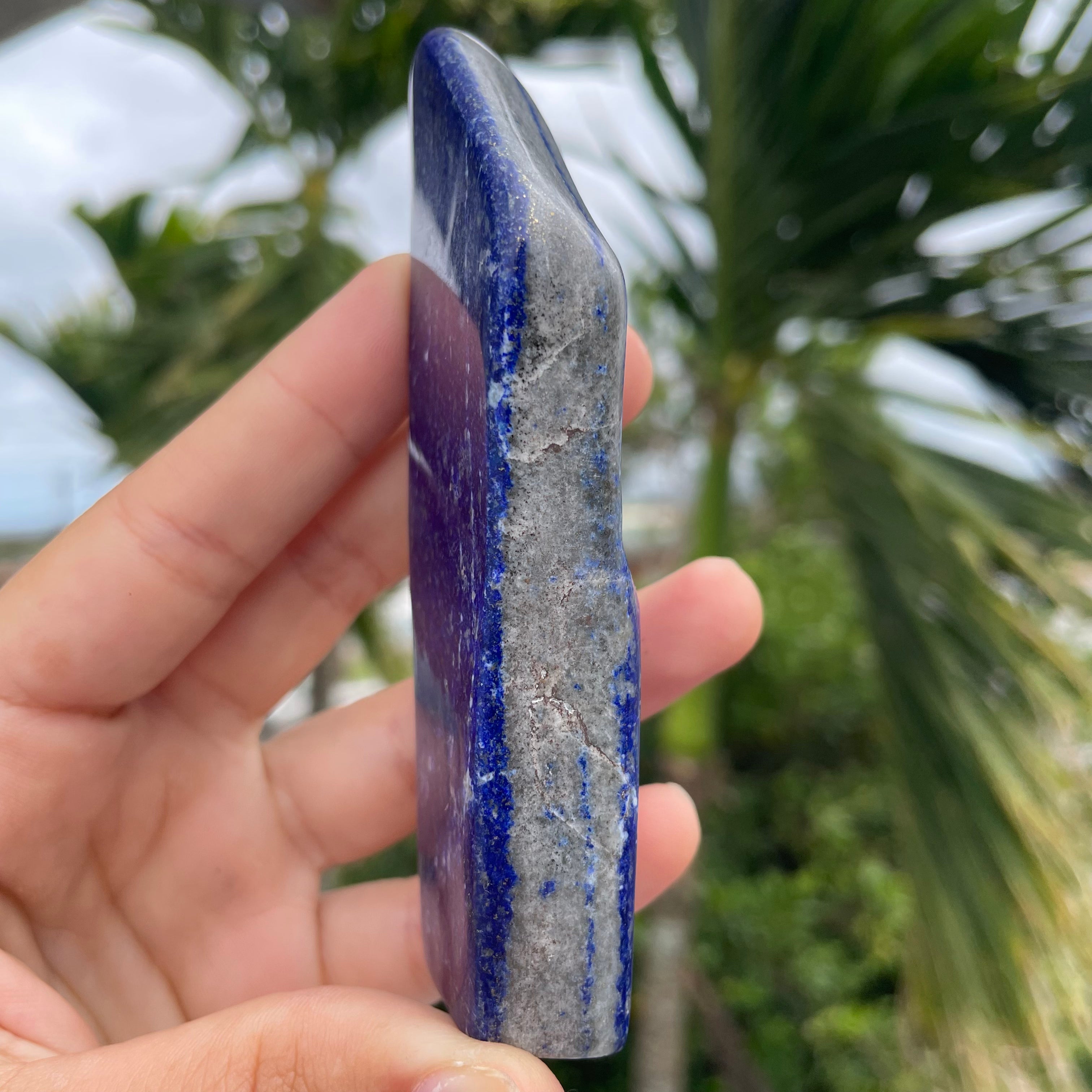 lapi_s_lazuli_14様 Sterling Silver Round Lapis Lazuli Leaf Pendant