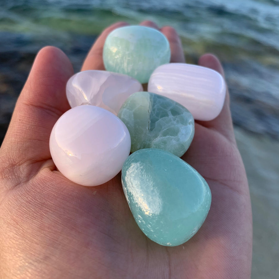 1x Pink Calcite or Green Calcite Tumble!