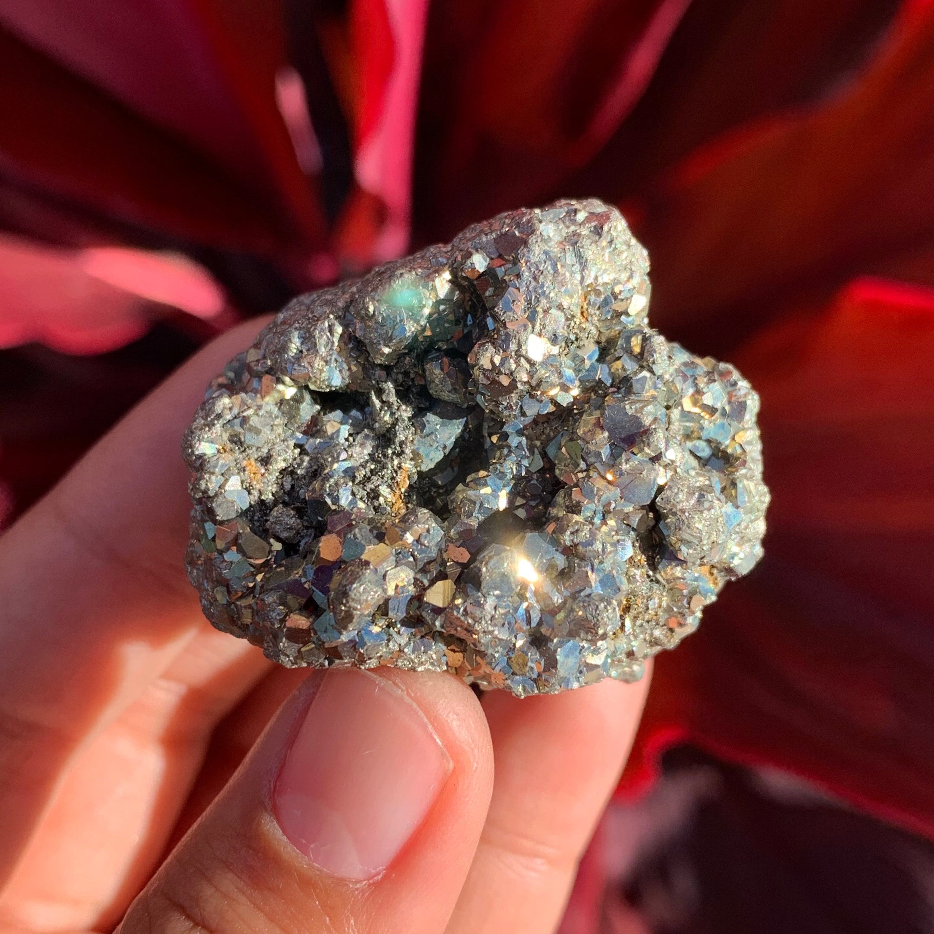 パイライト(40mm) 40mm Astrophyllite w/ Pyrite Heart Sparkling Natural Blue