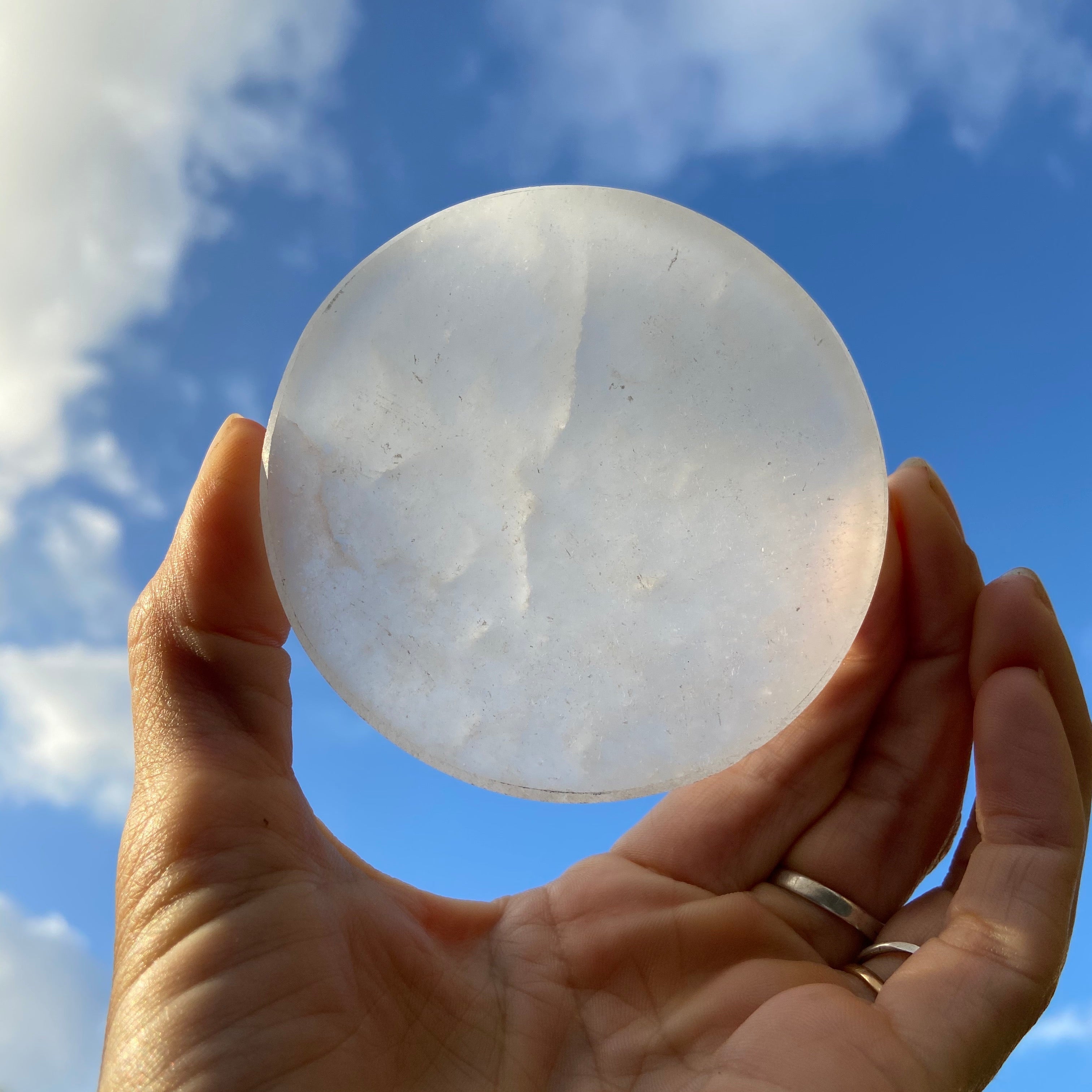 Selenite Energy coaster with beautiful inscription TREE OF LIFE handmade  in Morocco.