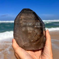 large Smoky rutilated lemurian Quartz Crystal #1123