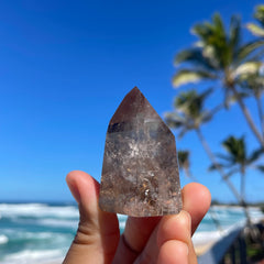 polished Smoky Lemurian Quartz Point #1188