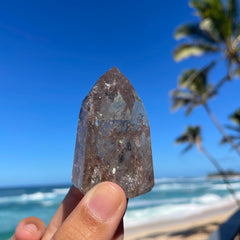 polished Smoky Lemurian Quartz Point #1186