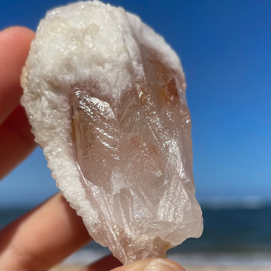 Rose Snow Lemurian Quartz Crystal #1392
