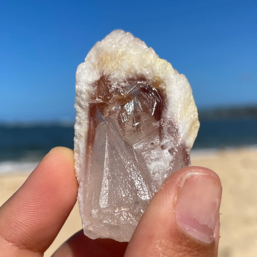 Rose Snow Lemurian Quartz Crystal #1384