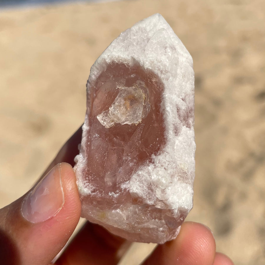 Rose Snow Lemurian Quartz Crystal #1365