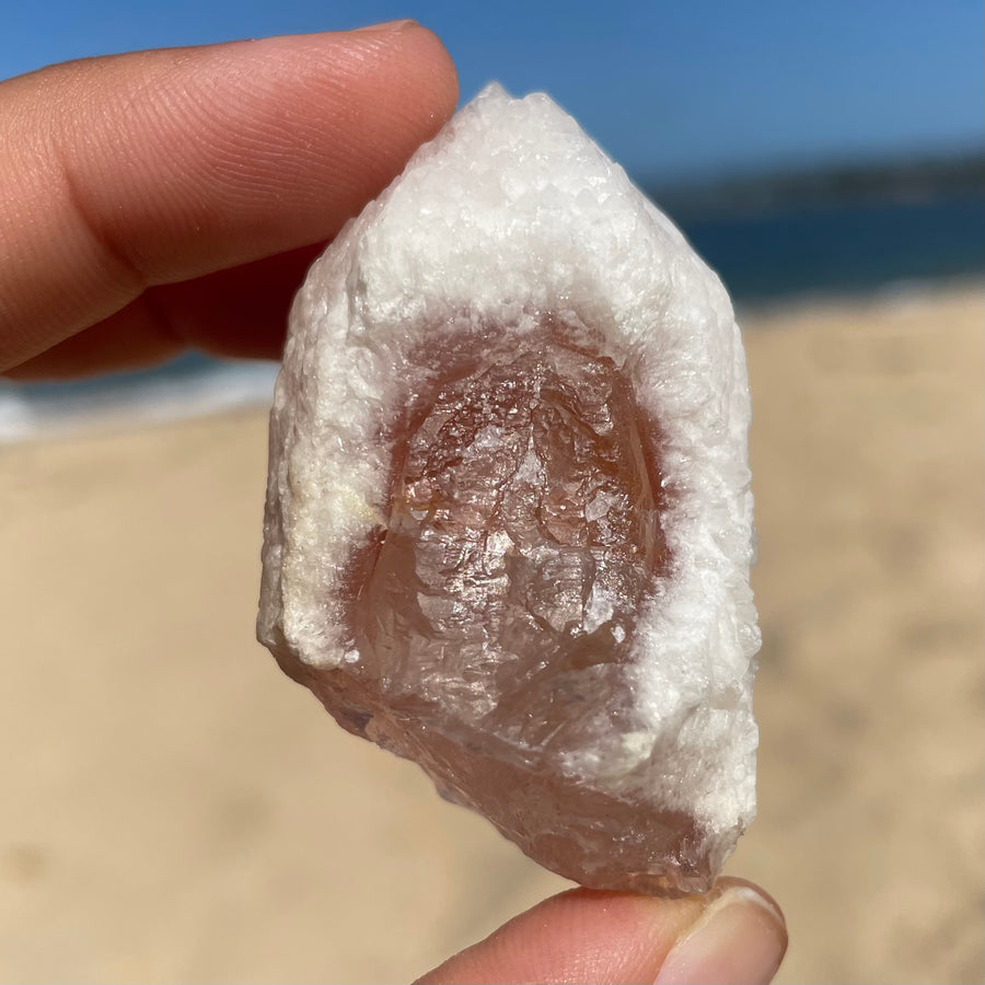 Rose Snow Lemurian Quartz Crystal #1393
