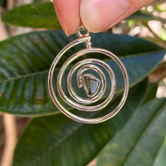 Moldavite Spiral Sterling Silver Pendant