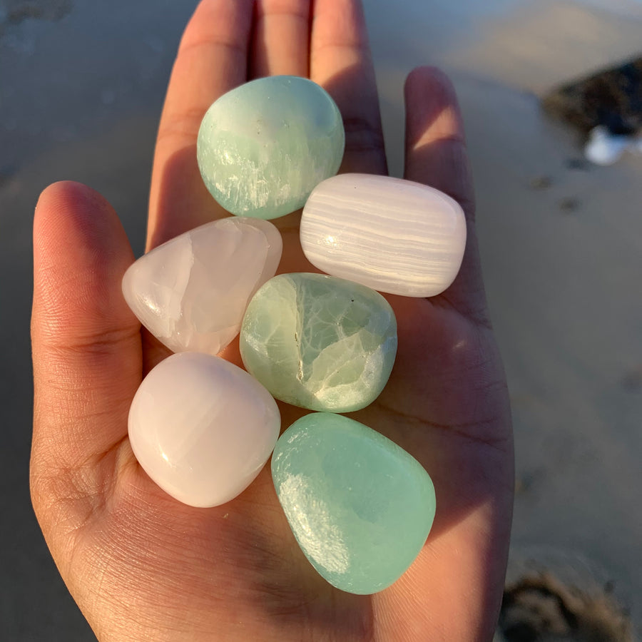 1x Pink Calcite or Green Calcite Tumble!