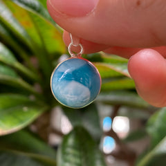 Larimar Sterling Silver Circle Pendant