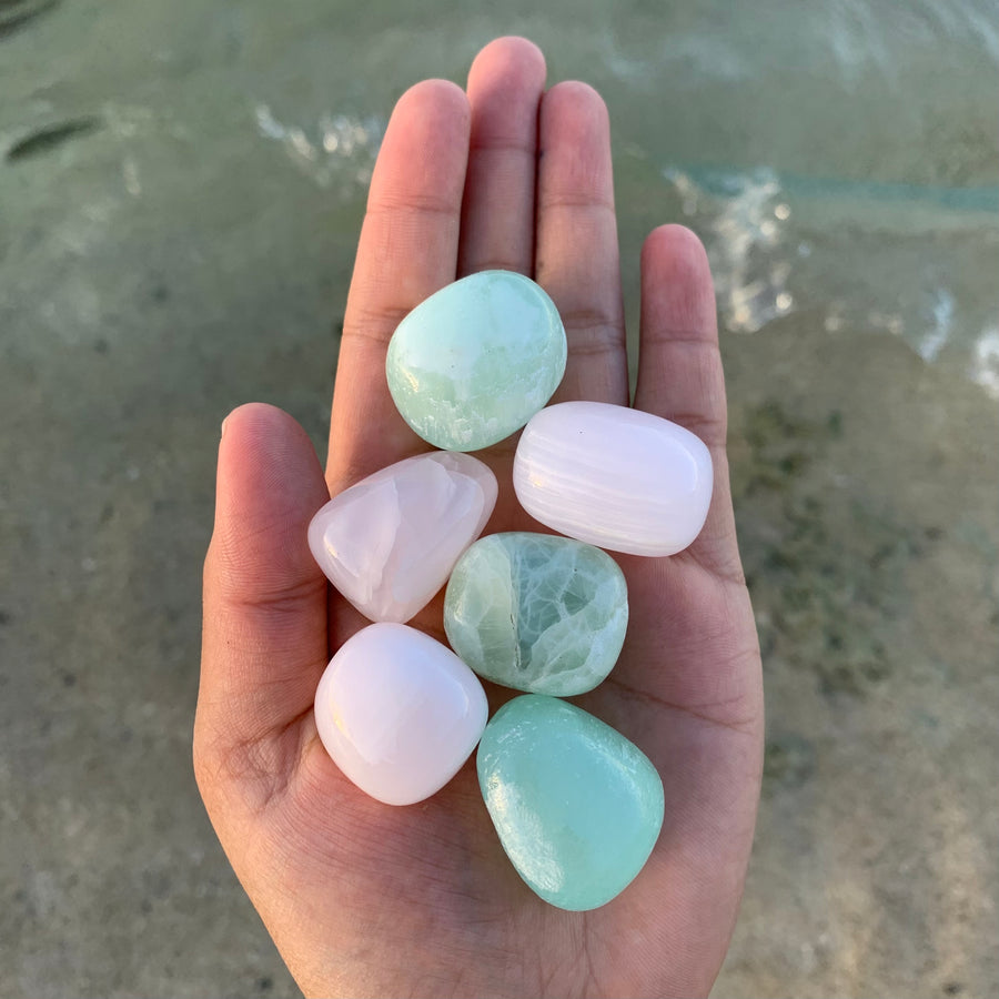 1x Pink Calcite or Green Calcite Tumble!