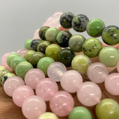 Unconditional Love Signature 8mm Bracelet (rose quartz, chrysoprase)