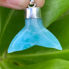 Larimar 🐳 Whale Tail Sterling Silver Pendant #26