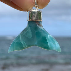 Larimar 🐳 Whale Tail Sterling Silver Pendant #27